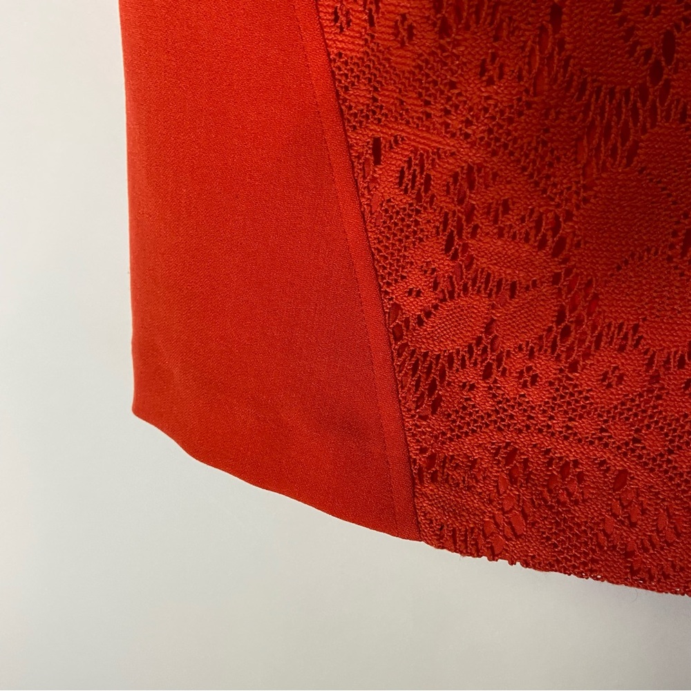 Adrianna Papell Sz 8 Floral Lace Inset Orange Dress Cocktail Party Wedding Guest - Picture 5 of 10
